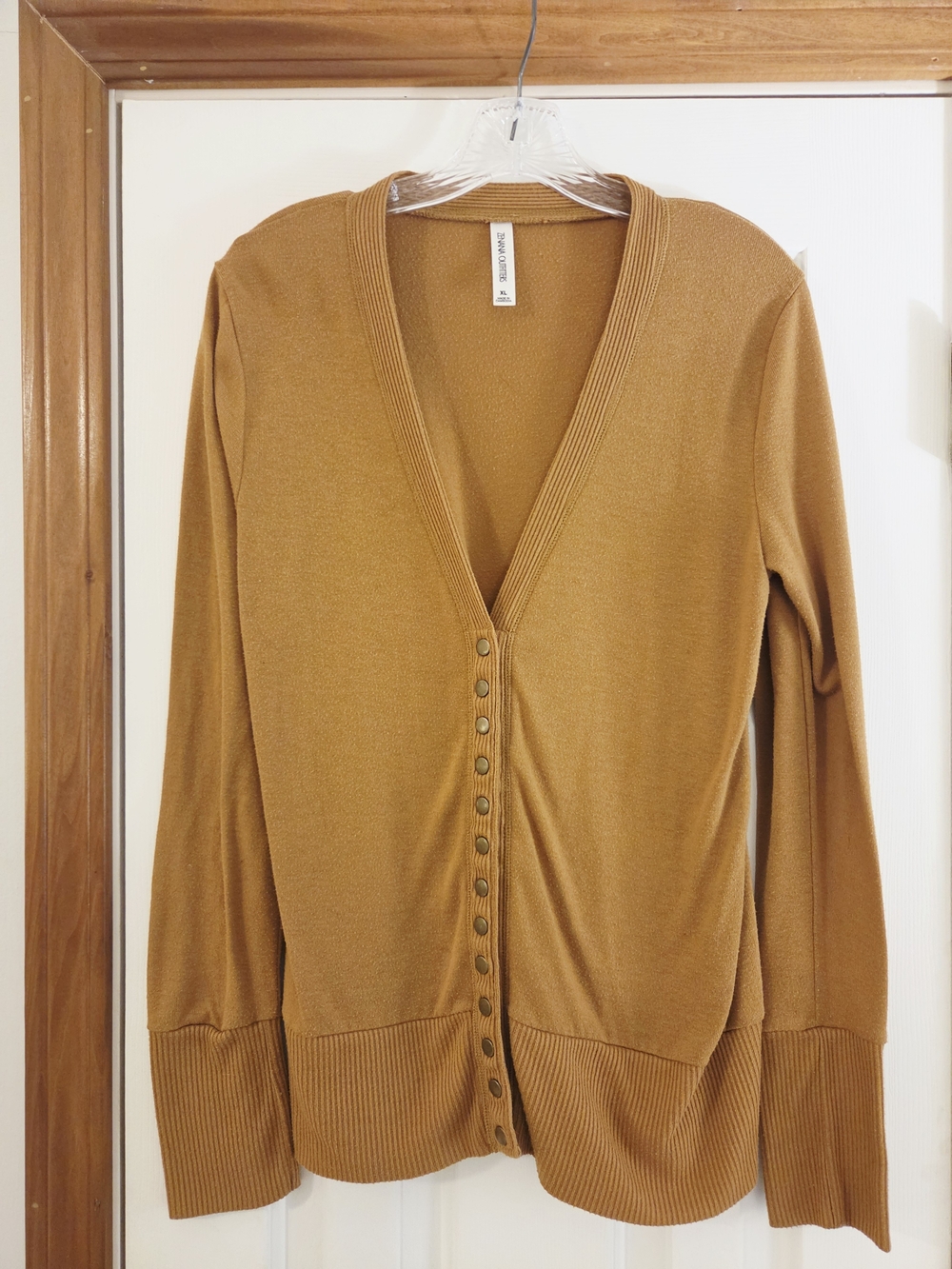 Zenanna Mustard Button-Front V-Neck Cardigan Sweater